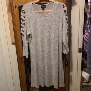 A. Byer Light Gray Long Sleeve Dress with Cut-Outs
